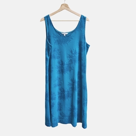 TravelSmith Tank Style Blue Floral Dress, Size Large - Picture 1 of 7